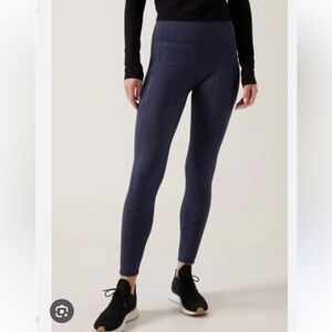 Athleta Black and Blue Textured Leggings